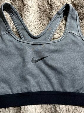 Nike Gray and Black Racerback Sports Bra
